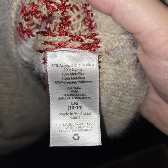 Holiday Time Christmas Sweater, Size L (12/14), very soft! - Picture 5 of 10